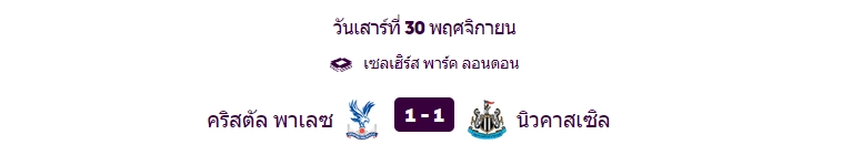 คริสตัล พาเลซ เสมอ นิวคลาสเซิล - KUBET