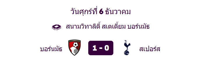 บอร์นมัธชนะ 1-0 สเปอร์ส - KUBET